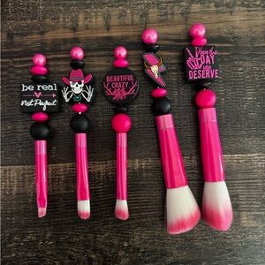 Pink and Black Makeup Brush Set